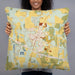 Person holding 22x22 Custom Ashford Alabama Map Throw Pillow in Woodblock
