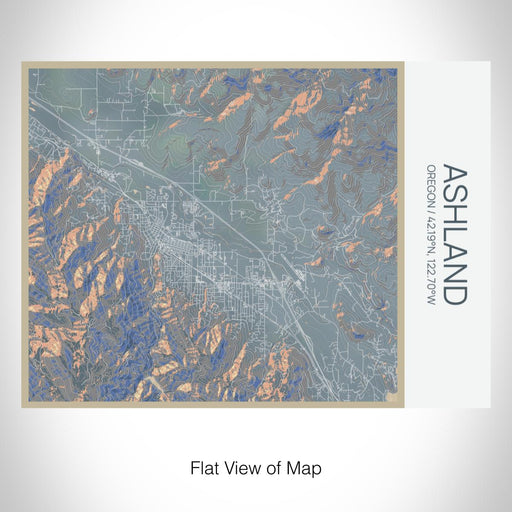 Rendered View of Ashland Oregon Map on 20oz Stainless Steel Insulated Bottle with Bamboo Top with printed afternoon style map