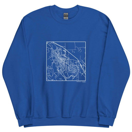 Ashland Oregon  Map Unisex Crewneck Sweater with City inscription in Royal Blue