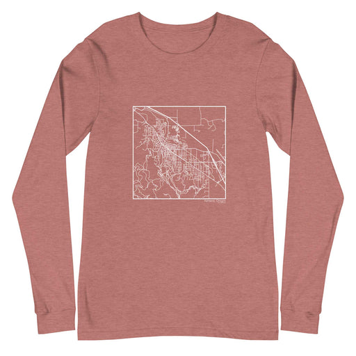 Ashland Oregon  Map Unisex Long-Sleeve T-shirt with City inscription in Heather Mauve