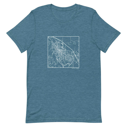 Ashland Oregon  Map Unisex T-Shirt with City inscription in Heather Teal