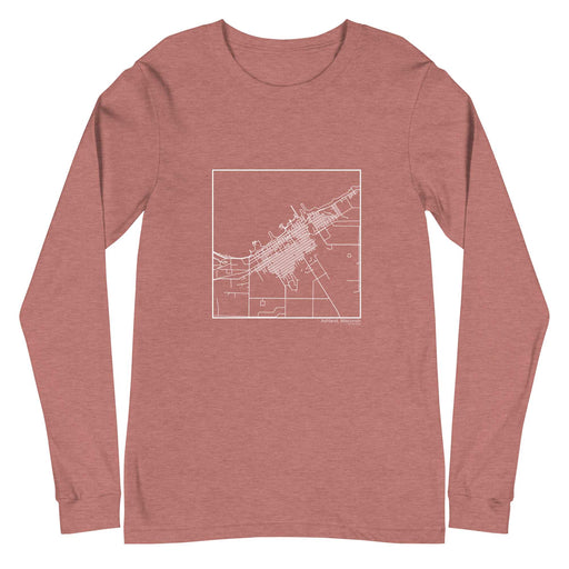 Ashland Wisconsin  Map Unisex Long-Sleeve T-shirt with City inscription in Heather Mauve
