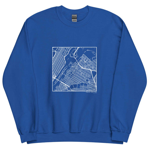 Astoria New York  Map Unisex Crewneck Sweater with City inscription in Royal Blue
