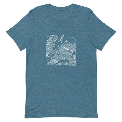 Astoria New York  Map Unisex T-Shirt with City inscription in Heather Teal