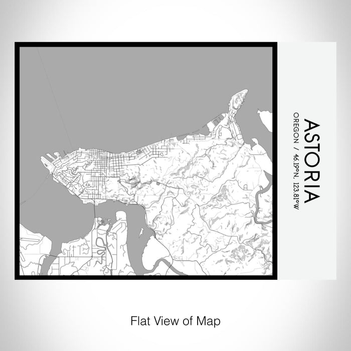 Rendered View of Astoria Oregon Map on 20oz Stainless Steel Insulated Bottle with Bamboo Top with printed classic style map