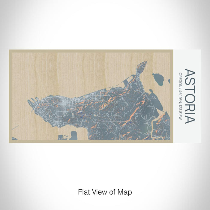 Rendered View of Astoria Oregon Map on 17oz Stainless Steel Insulated Bottle with printed afternoon style map