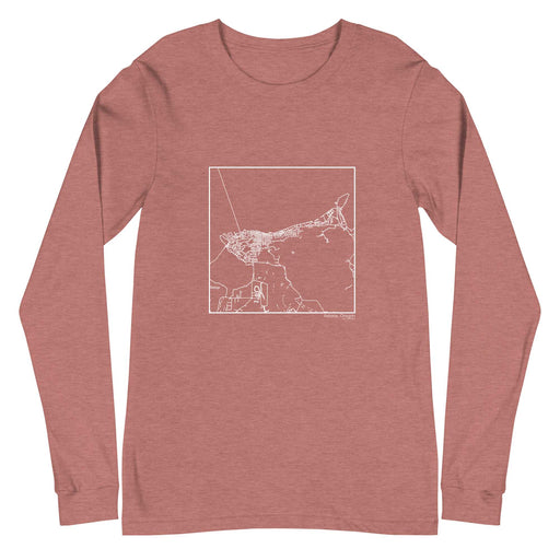 Astoria Oregon  Map Unisex Long-Sleeve T-shirt with City inscription in Heather Mauve