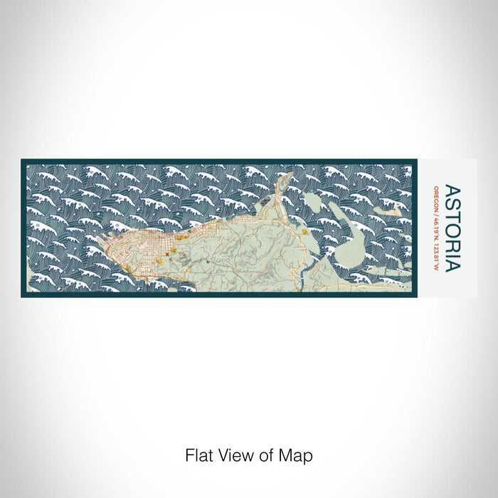 Rendered View of Astoria Oregon Map on 10oz Stainless Steel Insulated Cup in Woodblock with Sliding Lid
