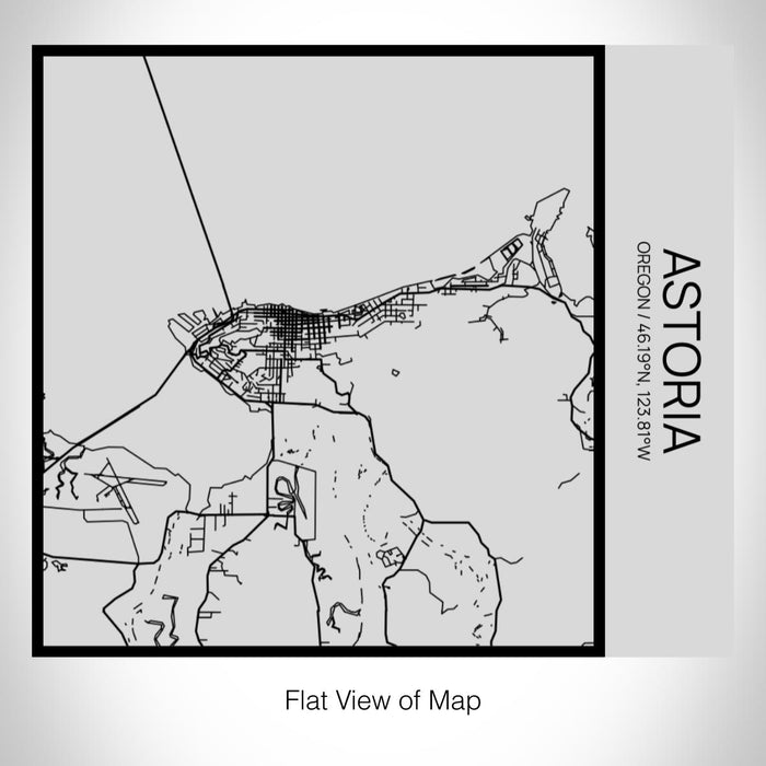 Rendered View of Astoria Oregon Map on 17oz Stainless Steel Insulated Tumbler in Tactile Lines with Succulent in Background