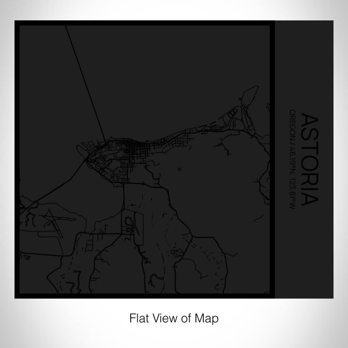 Rendered View of Astoria Oregon Map on 17oz Stainless Steel Insulated Tumbler in Matte Black with Tactile Lines