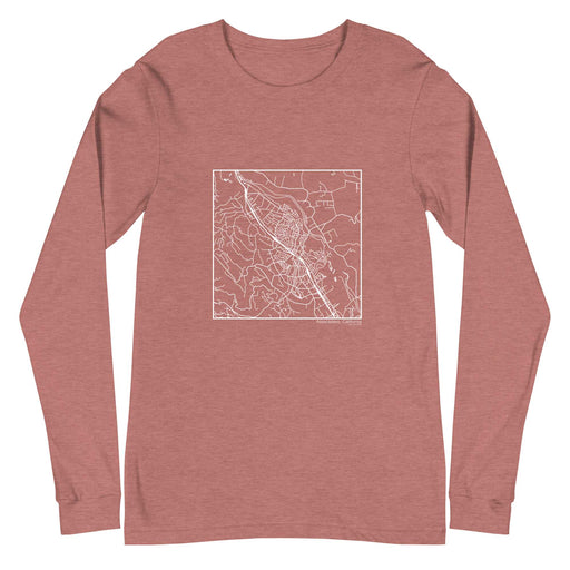 Atascadero California  Map Unisex Long-Sleeve T-shirt with City inscription in Heather Mauve