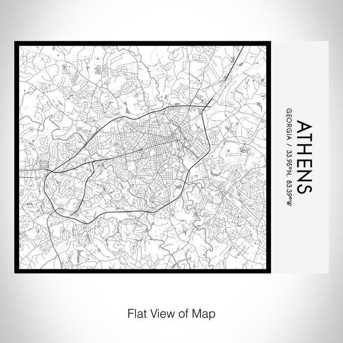 Rendered View of Athens Georgia Map on 20oz Stainless Steel Insulated Bottle with Bamboo Top with printed classic style map