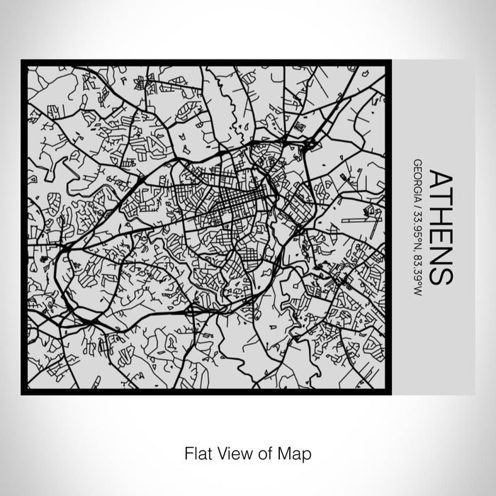 Rendered View of Athens Georgia Map on 20oz Stainless Steel Insulated Bottle with Bamboo Top with printed Tactile Lines Map in Black