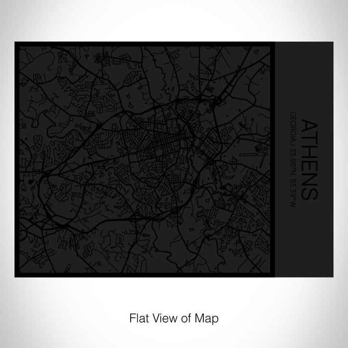 Rendered View of Athens Georgia Map on 20oz Stainless Steel Insulated Bottle with Bamboo Top in Matte Black with printed Tactile Lines Map in Black