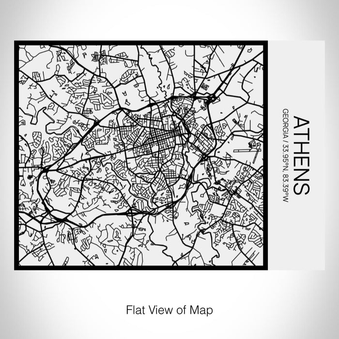 Rendered View of Athens Georgia Map on 20oz Stainless Steel Insulated Bottle with Bamboo Top in Matte White with printed Tactile Lines Map in Black