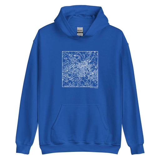 Athens Georgia  Map Unisex Hoodie Sweater with City inscription in Royal Blue