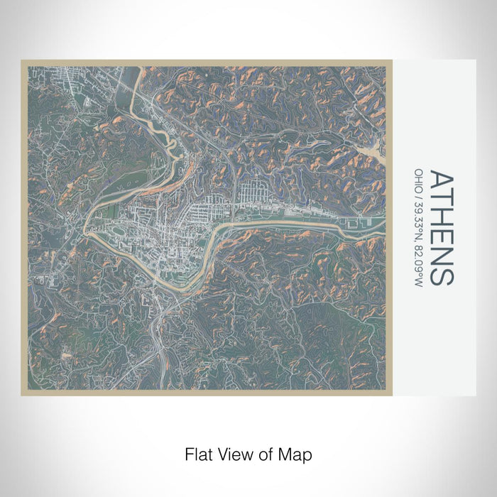 Rendered View of Athens Ohio Map on 20oz Stainless Steel Insulated Bottle with Bamboo Top with printed afternoon style map