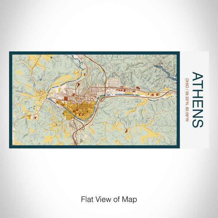 Rendered View of Athens Ohio Map on 17oz Stainless Steel Insulated Bottle with printed woodblock style map
