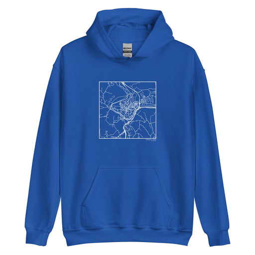 Athens Ohio  Map Unisex Hoodie Sweater with City inscription in Royal Blue