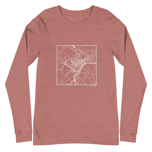Athens Ohio  Map Unisex Long-Sleeve T-shirt with City inscription in Heather Mauve