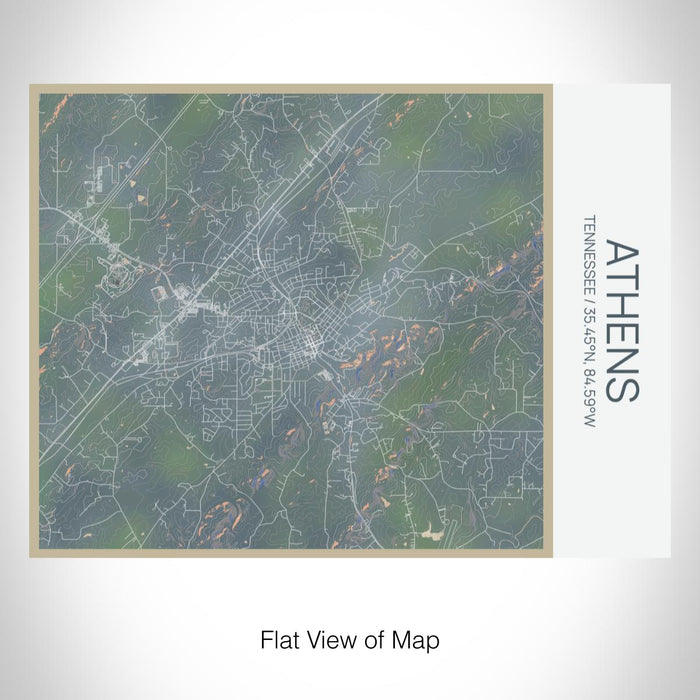 Rendered View of Athens Tennessee Map on 20oz Stainless Steel Insulated Bottle with Bamboo Top with printed afternoon style map