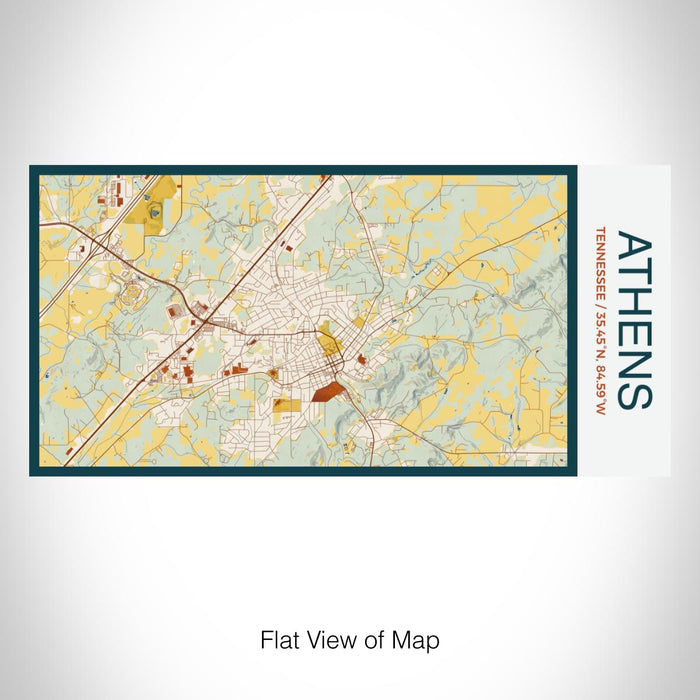 Rendered View of Athens Tennessee Map on 17oz Stainless Steel Insulated Bottle with printed woodblock style map
