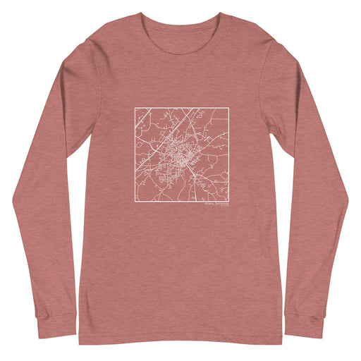 Athens Tennessee  Map Unisex Long-Sleeve T-shirt with City inscription in Heather Mauve