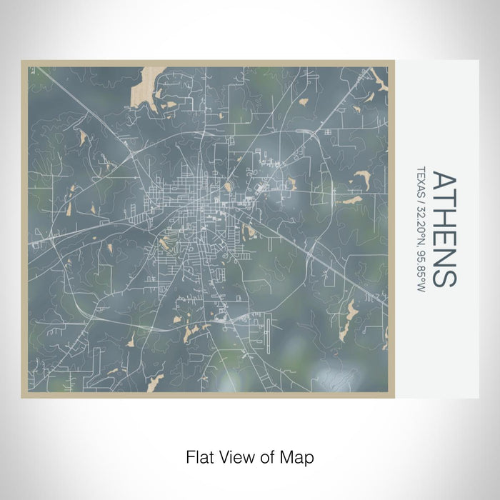 Rendered View of Athens Texas Map on 20oz Stainless Steel Insulated Bottle with Bamboo Top with printed afternoon style map
