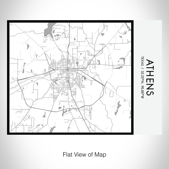 Rendered View of Athens Texas Map on 20oz Stainless Steel Insulated Bottle with Bamboo Top with printed classic style map