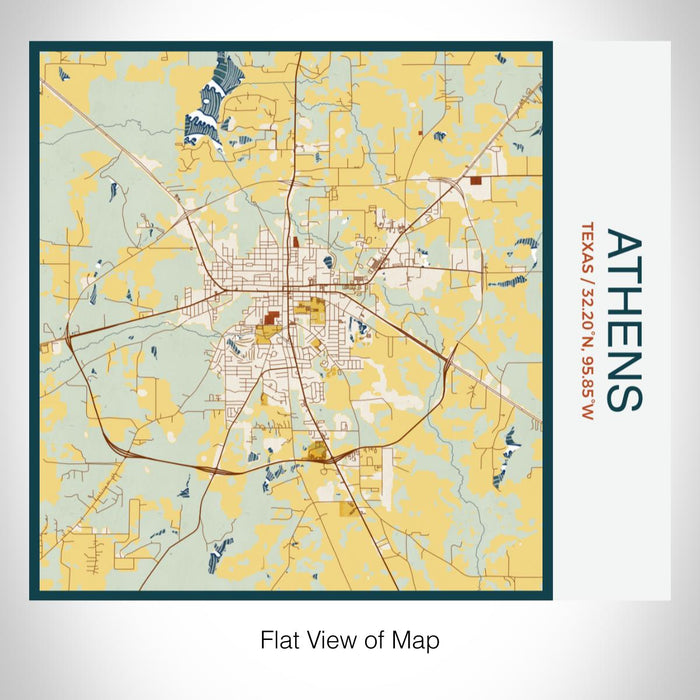 Rendered View of Athens Texas Map on 17oz Stainless Steel Insulated Tumbler in Woodblock Map Style