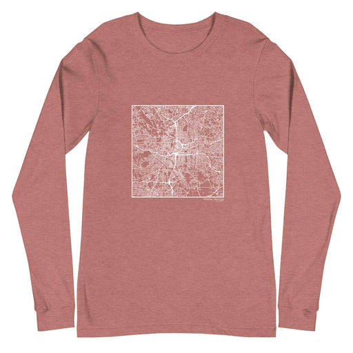 Atlanta Georgia  Map Unisex Long-Sleeve T-shirt with City inscription in Heather Mauve