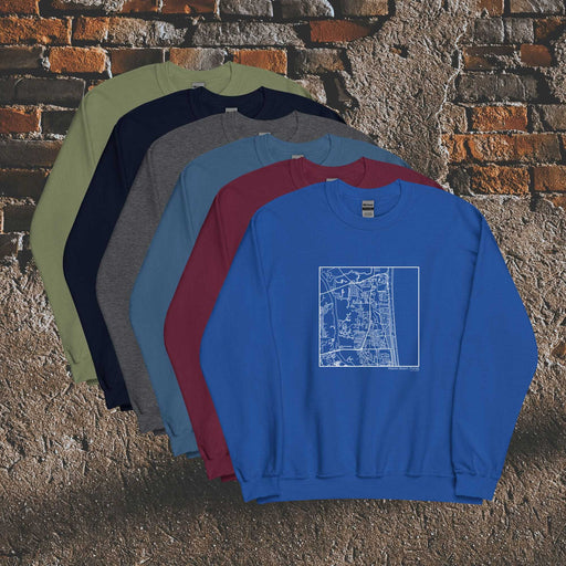 Atlantic Beach Florida  Map Unisex Crewneck Sweaters in Multiple Colors