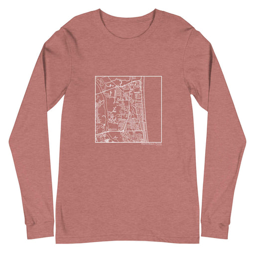 Atlantic Beach Florida Map Unisex Long-Sleeve T-shirt with City inscription in Heather Mauve