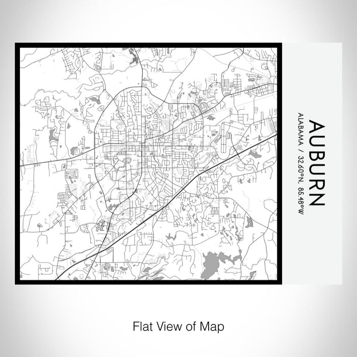 Rendered View of Auburn Alabama Map on 20oz Stainless Steel Insulated Bottle with Bamboo Top with printed classic style map