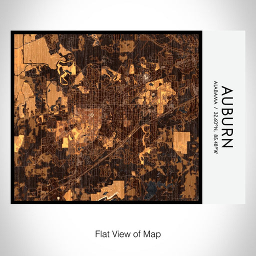 Rendered View of Auburn Alabama Map on 20oz Stainless Steel Insulated Bottle with Bamboo Top with printed ember style map