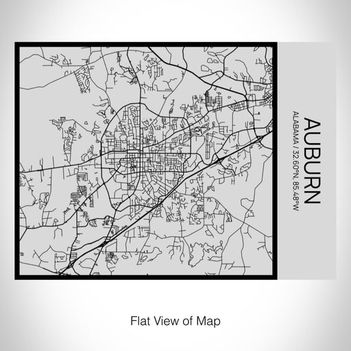 Rendered View of Auburn Alabama Map on 20oz Stainless Steel Insulated Bottle with Bamboo Top with printed Tactile Lines Map in Black