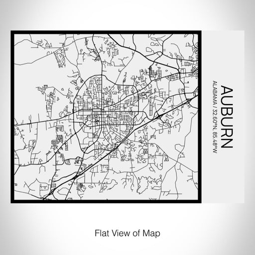 Rendered View of Auburn Alabama Map on 20oz Stainless Steel Insulated Bottle with Bamboo Top in Matte White with printed Tactile Lines Map in Black