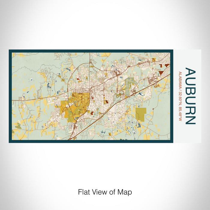 Rendered View of Auburn Alabama Map on 17oz Stainless Steel Insulated Bottle with printed woodblock style map