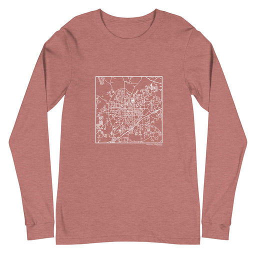 Auburn Alabama  Map Unisex Long-Sleeve T-shirt with City inscription in Heather Mauve