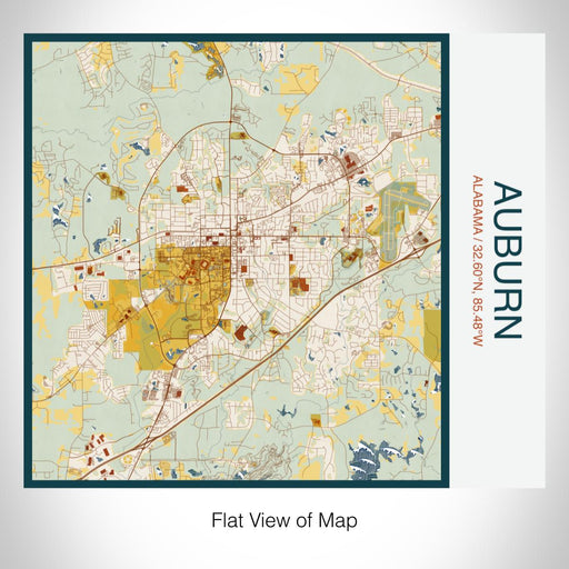Rendered View of Auburn Alabama Map on 17oz Stainless Steel Insulated Tumbler in Woodblock Map Style