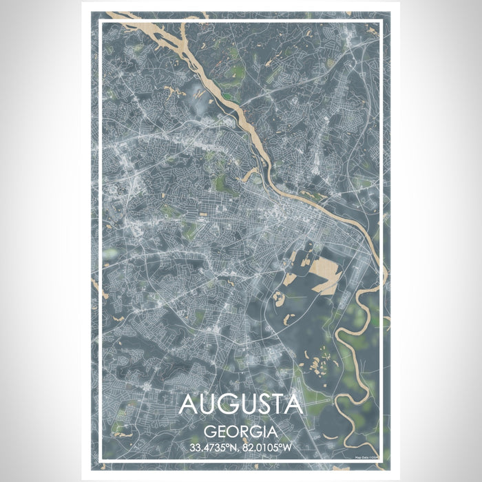 Augusta Georgia Map Print Portrait Orientation in Afternoon Style With Shaded Background