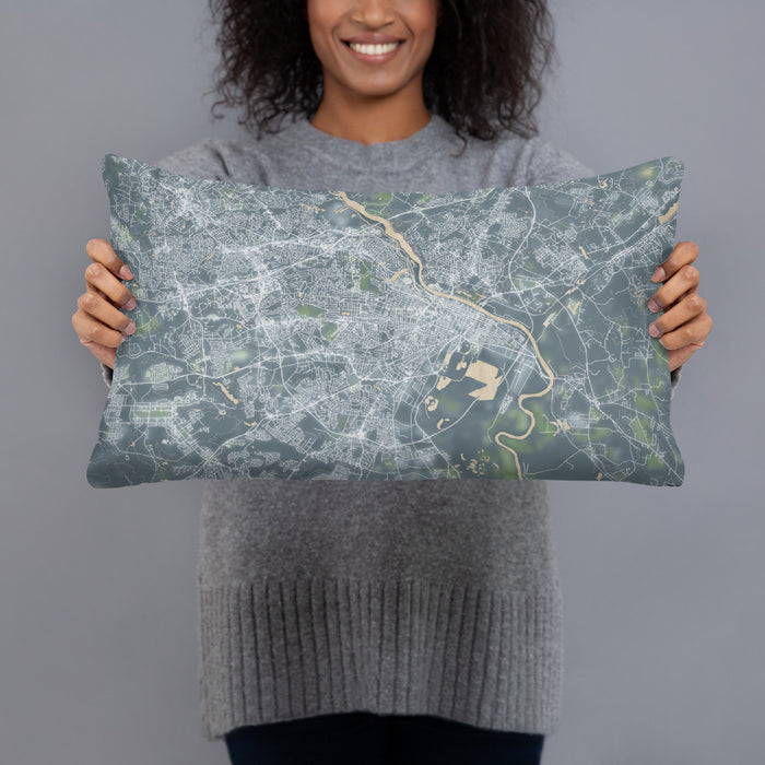 Person holding 20x12 Custom Augusta Georgia Map Throw Pillow in Afternoon