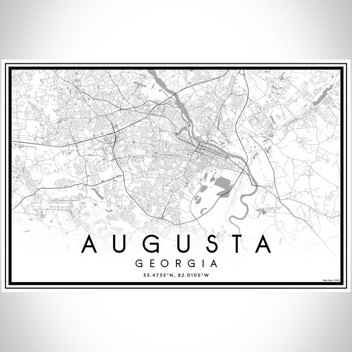 Augusta Georgia Map Print Landscape Orientation in Classic Style With Shaded Background