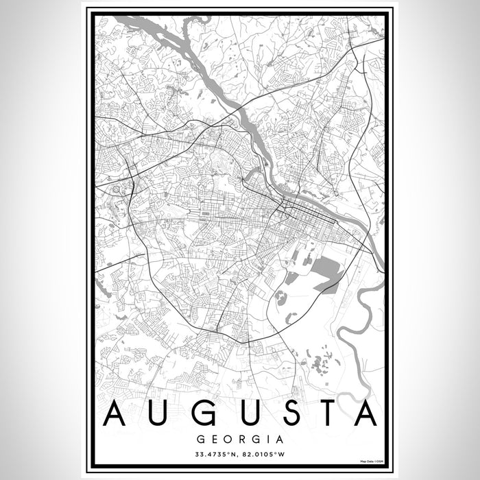 Augusta Georgia Map Print Portrait Orientation in Classic Style With Shaded Background