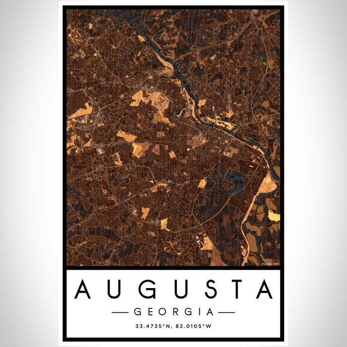 Augusta Georgia Map Print Portrait Orientation in Ember Style With Shaded Background