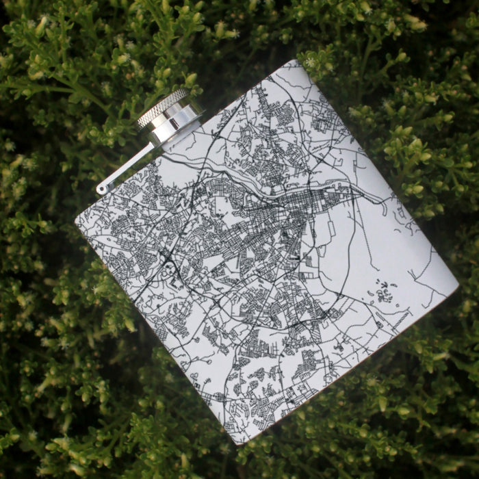 Augusta Georgia Custom Engraved City Map Inscription Coordinates on 6oz Stainless Steel Flask in White