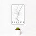 12x18 Augusta Maine Map Print Portrait Orientation in Classic Style With Small Cactus Plant in White Planter