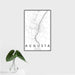 16x24 Augusta Maine Map Print Portrait Orientation in Classic Style With Tropical Plant Leaves in Water