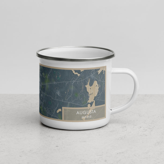 Right View Custom Augusta Maine Map Enamel Mug in Afternoon