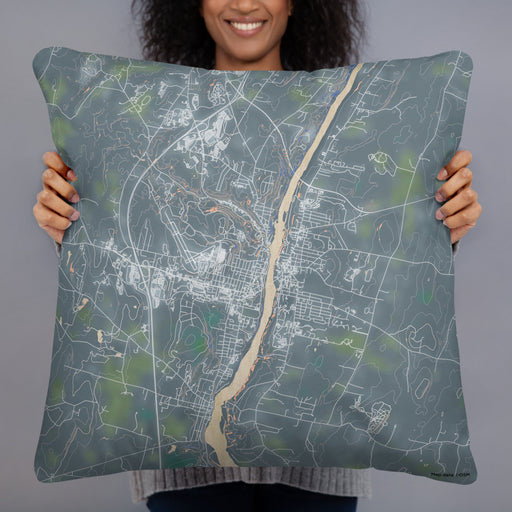 Person holding 22x22 Custom Augusta Maine Map Throw Pillow in Afternoon